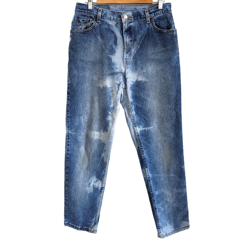 Vintage 90s Levis 550s Bleach Tie Dye Acid Jeans High Rise USA Slim Womens 31